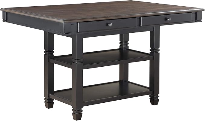 Homelegance 60" x 42" Two-Tone Counter Height Dining Table, Black/Natural