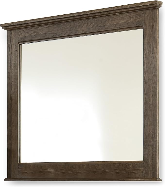 Signature Design by Ashley Juararo Vintage Smooth-Gliding 6-Drawer Dresser and Mirror with Safety Stop, Cabinet and Adjustable Shelf, Dark Brown