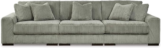 Signature Design by Ashley Lindyn Casual Contemporary 3-Piece Sectional Sofa with Reversible Cushions, Corded Fabric, Feather Cushion, Gray