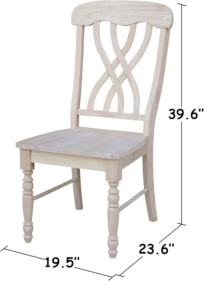 IC International Concepts Latticeback Wooden Chairs, Set of 2, Perfect for Dining Room and Kitchen Furniture - Unfinished
