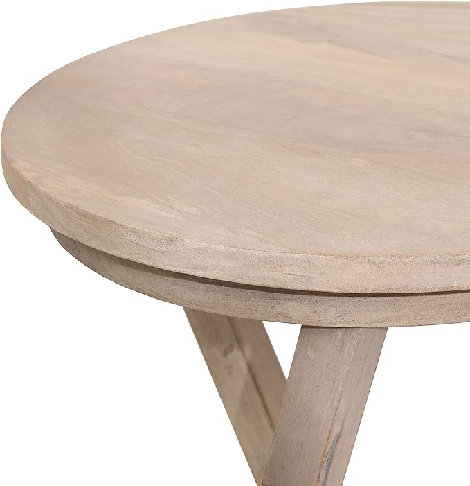 Kate and Laurel Aja Modern Round Side Table; 15 x 15 x 23; White; Decorative Modern Geometric Wood Bedroom Nightstand Table with Circular Tabletop and Unique Slanted Legs
