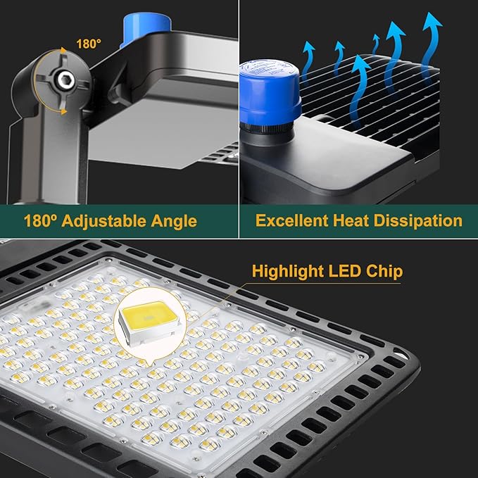 480W LED Parking Lot Light 72000lm(150LM/W) SlipFitter Mount LED Pole Light, IP65 Smart Photocell Outdoor Commercial Area Lighting 5000K 6KV SPD ETL Listed-7Yrs Warranty 2Pack