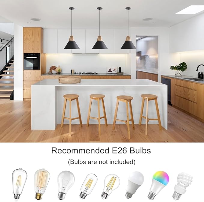 Modern Pendant Light,Solid Wood Matte Black Lampshade Style Ceiling Hanging Lamp,Pendant Lighting for Kitchen Island Dining Room Living Room Bedroom(Black-1 Pack)