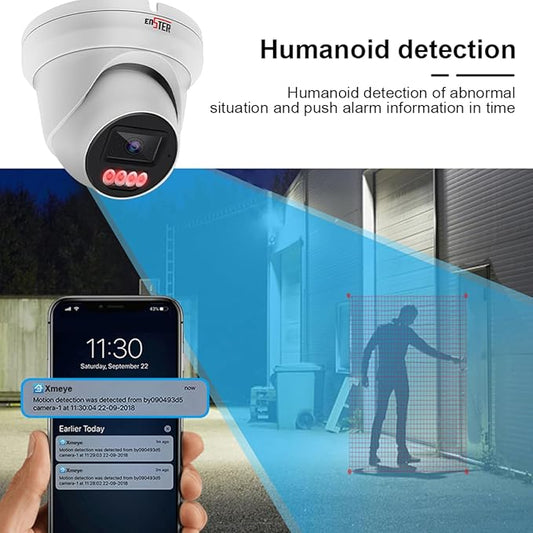 ENSTER 4K 8MP PoE Security Camera Outdoor Wired, 100ft Smart Color Night Vision, AI Human & Vehicle Detection, IP66 Waterproof, 110° Wide Angle, Built-in Mic, ONVIF/RSTP Compatible