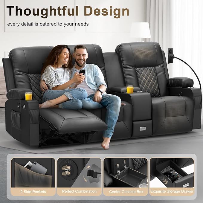 YONISEE Modern Recliner Sofa Set - 3 Seat Sofa & 2PC Swivel Recliner Chairs with Heat & Massage for Living Room (3+1+1)