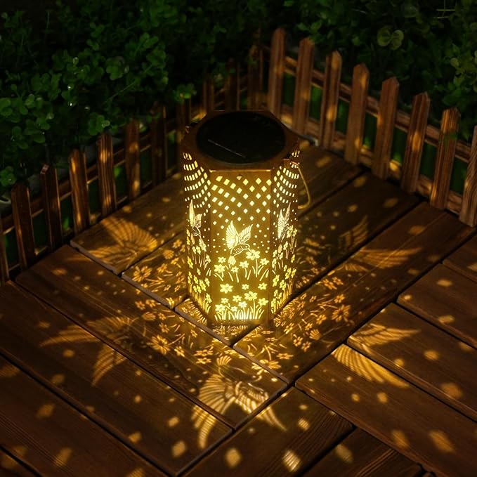 2 Packs Hummingbird Solar Lanterns Outdoor Waterproof Garden Decor - Birthday Gifts for Women, Men, Mom, Father, Garden Gifts, Solar Lights Outdoor Decor for Patio, Outside, Yard, Lawn, Pathway