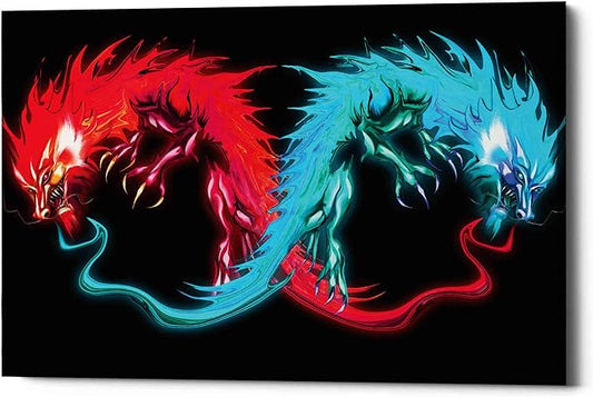 Epic Graffiti 'Double Dragon' by Michael StewArt, Canvas Wall Art, 18"x26"