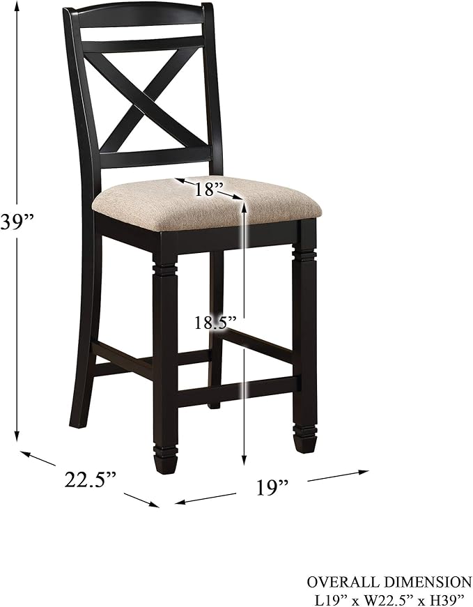 Homelegance Two-Tone Counter Height Chair (Set of 2), Black/Natural