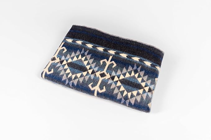 Alpaca Wool Blanket | King Size Throw Blanket | 90 x 75 inches | Soft, Hypoallergenic and Breathable | Lightweight Warm Blanket | Bed, Couch, Outdoor or Picnic (Blue)