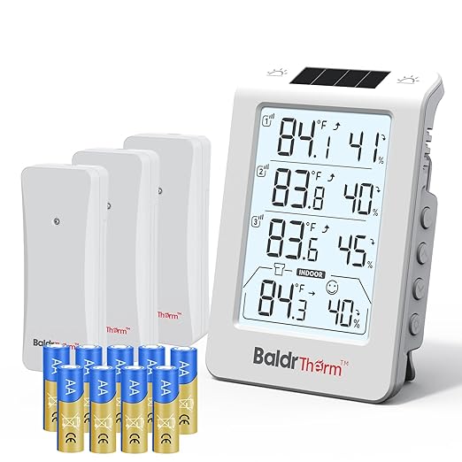 Wireless Freezer Monitor with 3 Sensors, 328ft Long Range Digital Refrigerator Thermometer with Min/Max Temp and Smart Adjustable Backlight, for Home, Garage & Breast Milk, White