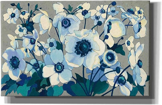 Epic Graffiti 'Anemones Japonaises I' by Shirley Novak, Canvas Wall Art, 18"x12"