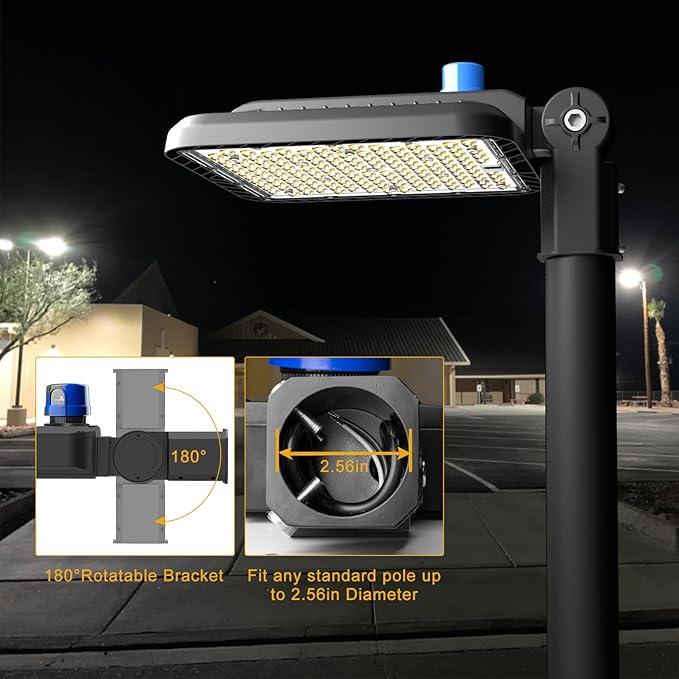 320W(350 x 1W LED) LED Parking Lot Lights Outdoor (48000lm Eqv 1200W HPS) Smart Photocell 5000K Slipfitter Mount Commercial Area Street Lighting ETL List Pole Light for Yard,Street,Parking Lot-2Pack