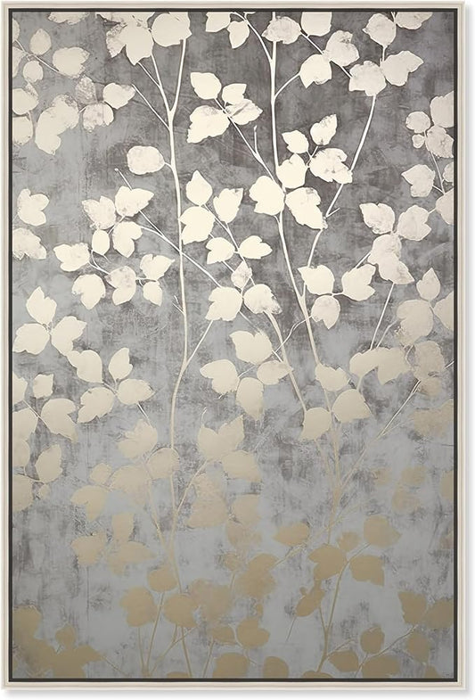 Art Remedy Silvery Gray Garden Canvas Elegant Floral Wall Art, Silver Frame, 10" x 15"