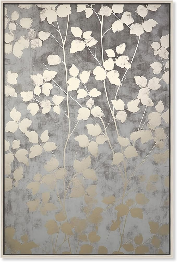 Art Remedy Silvery Gray Garden Canvas Elegant Floral Wall Art, Silver Frame, 20" x 30"