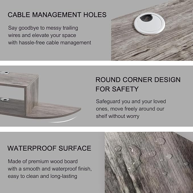 GHC Floating TV Stand, Wall Mounted Entertainment Center and Cabinet Shelf, TV Console with Storage, Media Console for DVD Player, Space-Saving Under TV Shelf for Bedroom, Living Room (Grey)