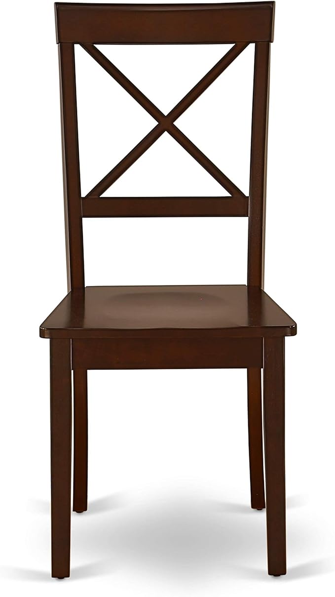 East West Furniture ANBO5-MAH-W 5 Piece Dinette Set for 4 Includes a Round Kitchen Table with Pedestal and 4 Dining Room Chairs, 36x36 Inch, Mahogany