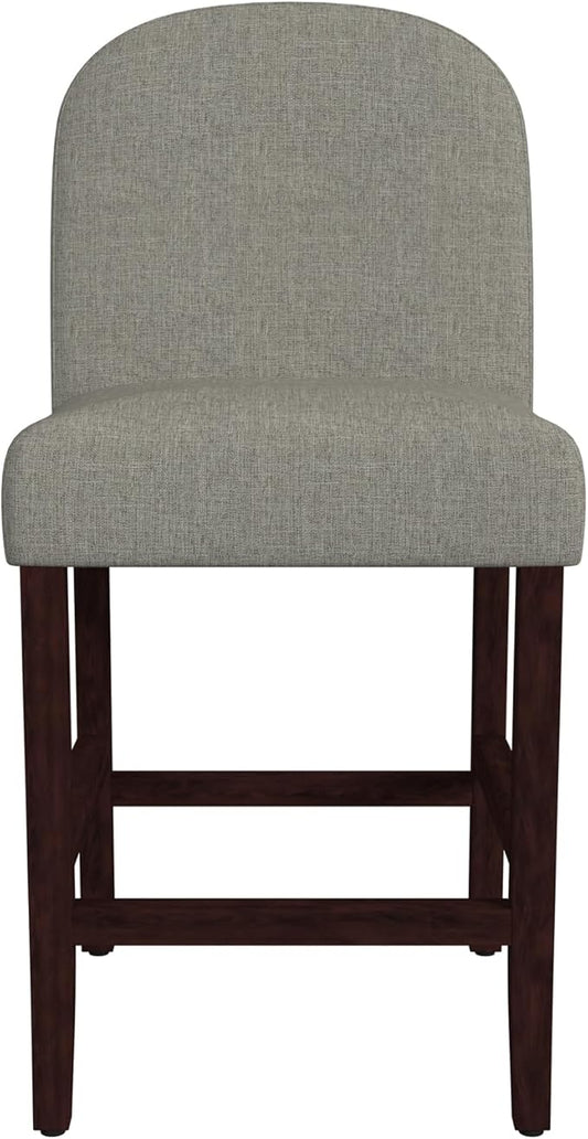 HomePop Home Decor |Rounded Back Upholstered Counterstool | 24 Inch Bar Stools | Decorative Home Furniture, Slate Gray Woven