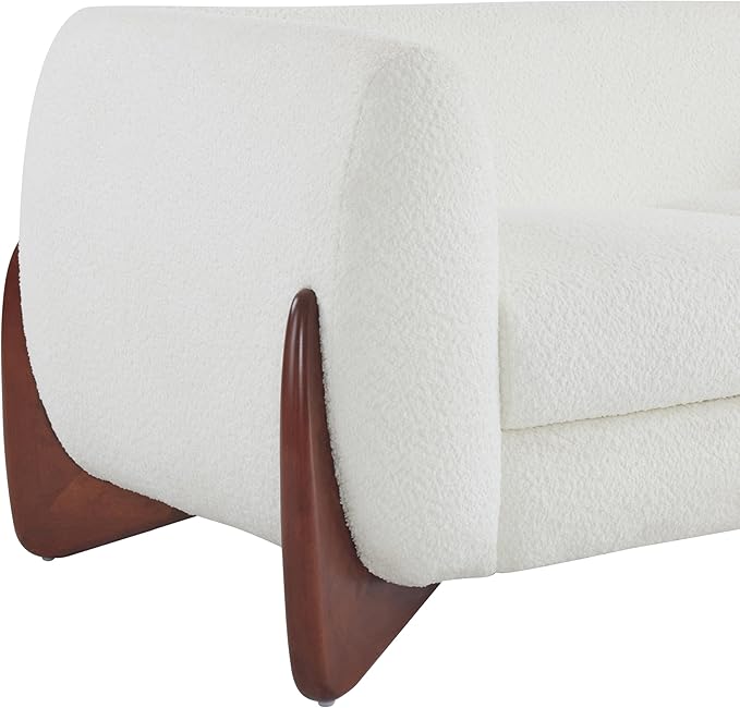 Christopher Knight Home Alma 63" Boucle Loveseat with Wood Legs, 2 Seater Sofa Couches for Living Room, Upholstered Couch Chair, Soft Seating Lounge Sofa Chair, Cozy Loveseat with Armrest, Beige