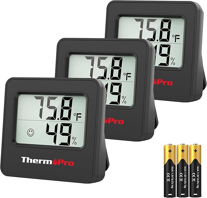 ThermoPro TP157 3 Pack Hygrometer Indoor Thermometer for Home, Room Thermometer Humidity Meter with Accurate Temperature Humidity Sensor for Greenhouse Baby Room Office