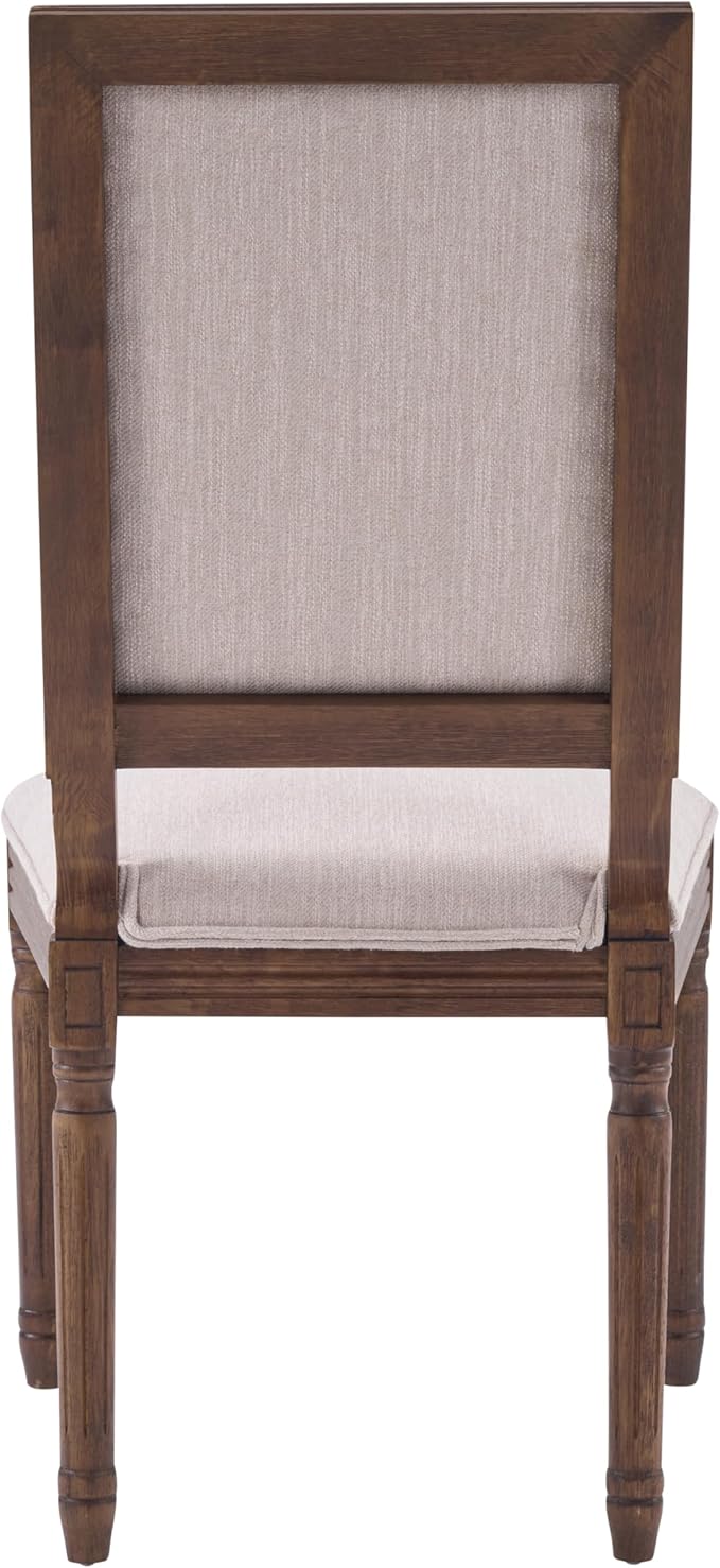 Christopher Knight Home Regina French Country Dining Chairs Set of 2, Wooden Dining Room Chair, High Back Kitchen Side Chair, Fabric Upholstered Armless Extra Seat, Beige+Walnut