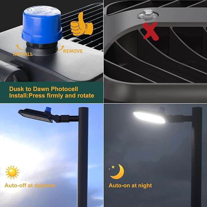 320W LED Parking Lot Lights (48000lm Eqv 1280W HPS) Slipfitter Mount Commercial Area Lighting Smart Photocell 6KV SPD IP65 5000K Daylight LED Street Light ETL Listed 7 Yrs Warranty-4Pack