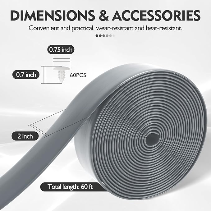 LukLoy 2" Wide 60ft Long Vinyl Straps for Patio Chairs Repair DIY + 60 Rivets, Replacement Straps for Lawn Chairs Patio Garden Balcony Outdoor Lounge Dining Furniture Repair, Grey