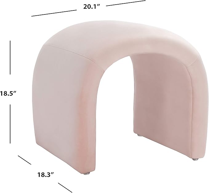 Safavieh Home Collection Kibo Modern Waterfall Light Pink Velvet Ottoman (Fully Assembled)