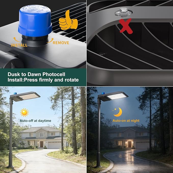600W LED Parking Lot Lighting 90000Lm(150LM/W) Parking Lot Lights with Smart Photocell 5000K 6KV SPD Outdoor Waterproof LED Street Light with Slipfitter Mount ETL Listed 7 Yrs Warranty 2Pack