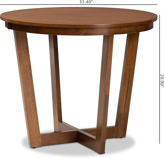 Baxton Studio Alayna Modern and Contemporary Walnut Brown Finished 35-Inch-Wide Round Wood Dining Table
