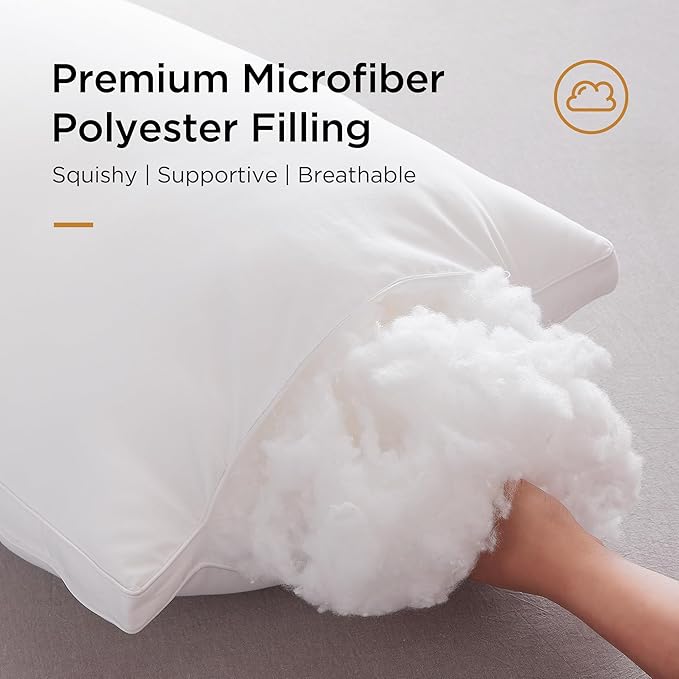 Acanva Cooling Bed Pillows for Sleeping 4 Pack, Luxury Hotel Quality with Premium 3D Down Like Filling for Back, Stomach or Side Sleepers, Soft & Comfortable