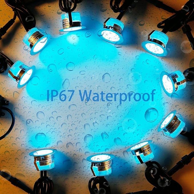 Sumaote LED Deck Lights Kit, 20pcs Φ1.22 WiFi Wireless Smart Phone Control Low Voltage Recessed RGB Deck Stair Lights Waterproof Outdoor Step Yard Path Landscape Decor, Fit for Alexa, Google Home
