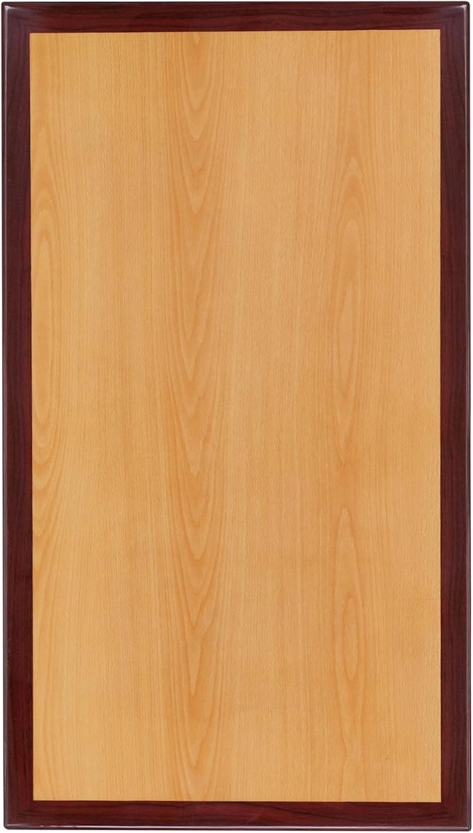 Flash Furniture Glenbrook 30" x 60" Rectangular 2-Tone High-Gloss Cherry Resin Table Top with 2" Thick Mahogany Edge
