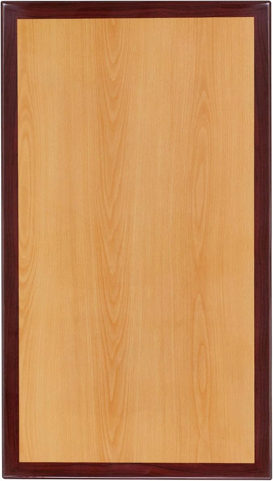 Flash Furniture Glenbrook 30" x 60" Rectangular 2-Tone High-Gloss Cherry Resin Table Top with 2" Thick Mahogany Edge
