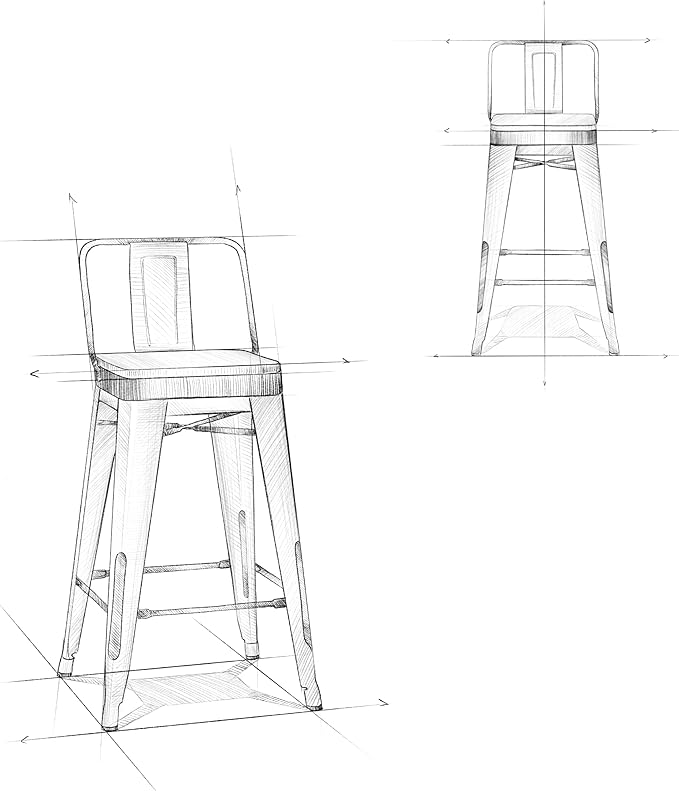 SIMPLIHOME Rayne Industrial Metal 24 inch Metal / Wood Counter Height Stool (Set of 2) in Black for the Dining Room and Kitchen