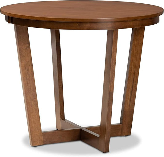 Baxton Studio Alayna Modern and Contemporary Walnut Brown Finished 35-Inch-Wide Round Wood Dining Table
