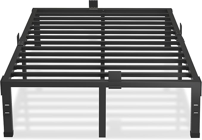 MAF 12 Inch Full Size Bed Frame with Mattress Slide Stopper Black Heavy Duty Metal Platform Bed Frames Steel Slat Support, No Box Spring Needed, Noise Free, Easy Assembly