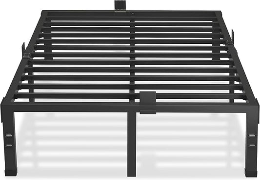 MAF 12 Inch Full Size Bed Frame with Mattress Slide Stopper Black Heavy Duty Metal Platform Bed Frames Steel Slat Support, No Box Spring Needed, Noise Free, Easy Assembly