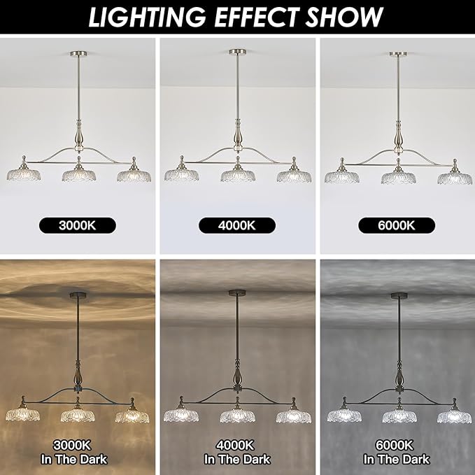 HDDFL Chandeliers Light Pendant Light Fixture Modern Pendant Lighting Fixtures 3 Lights Chandelier Brushed Nickel Hanging Light Kitchen Glass Pendant Lights for Island Dining Room Living Room