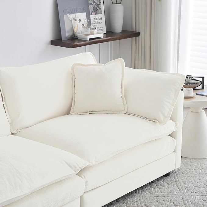 Luxury Modular Sectional Sofa with Ottoman, 111.5" Overstuffed U-Shaped Cloud Sofa, Premium Chenille Fabric Deep Seat Couch, Extra Wide Sectional for Living Room, Apartment & Office | Layer Cushions