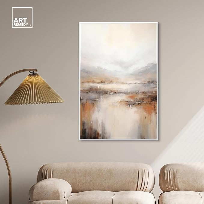 Art Remedy Natural Cascades Canvas Muted Abstract Wall Art, White Frame, 30" x 45"