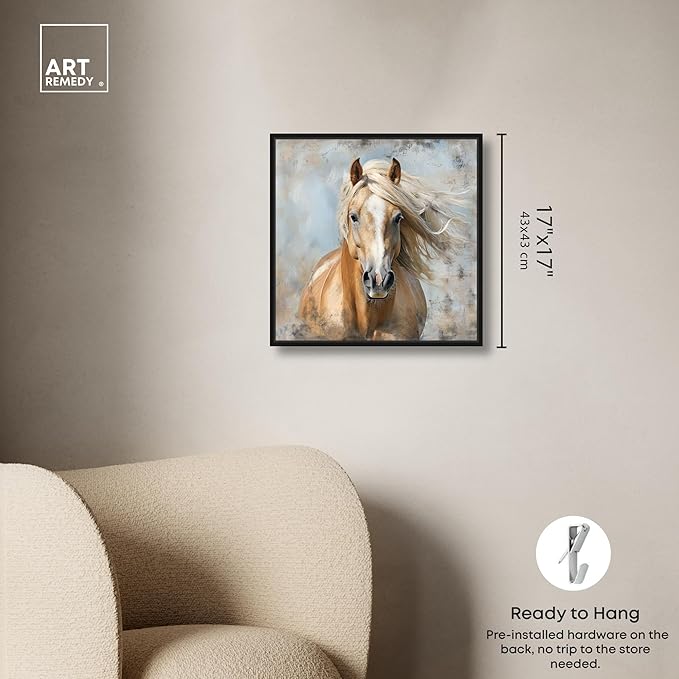 Art Remedy Rustic Rider Canvas Horse Wall Art, Black Frame, 16" x 16"
