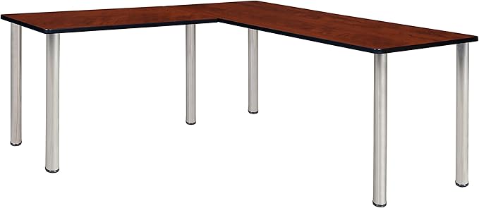 Regency Kee 60 x 66 in. Corner L Shaped Desk- Cherry Top, Chrome Legs