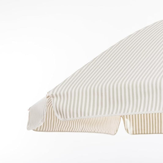 Business & Pleasure Co. Rio Umbrella Scalloped Brim For Beach, Patio or Picnic - 6' Boho Beach Umbrella, 7' Tall Wood Pole, UPF 50+