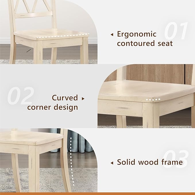 Homelegance Janina Dining Room Chairs Set of 2, Modern Farmhouse Dining Chairs Set of 2, Solid Wood, X Cross Back, Traditional Modern Ranch Style Kitchen For Table, Armless, Easy Assembly, White