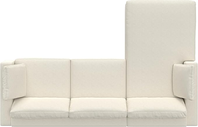 SIMPLIHOME Charlie Left-Facing Sectional Sofa in 100% Recycled Polyester Tightly Woven Performance Fabric, Cream, 122-inches Wide, Handcrafted Contemporary Style L-Shaped Couch with Chaise