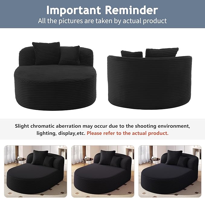 51.6-Inch Fluffy Corduroy Boneless Sleeper Daybed Oversized Single Recliner Foam Cloud Lounge Chaise,Floor Cloud Sofa Chaise W/2 Toss Pillows for Bedroom Living Room