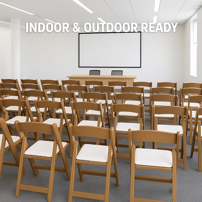 BTEXPERT Resin Folding Chair Vinyl Padded Seat Indoor Outdoor Lightweight Set for Home Event Party Picnic Kitchen Dining Church School Weddings- 20 Natural Chestnut