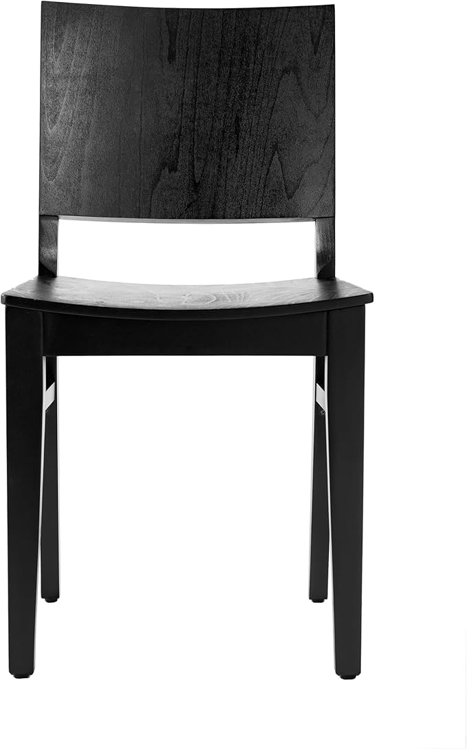 Flash Furniture Naples Commercial Solid Wood Dining Chair, Curved Backrest, Sturdy Mortise and Tenon Construction, Set of 2, Black