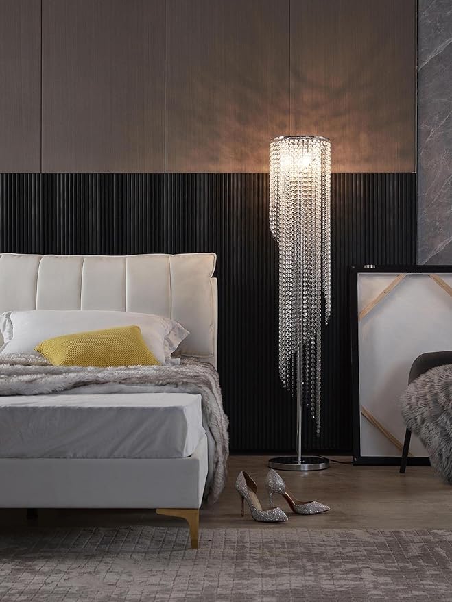 Silver Crystal Floor Lamp S Shape Chrome Finish