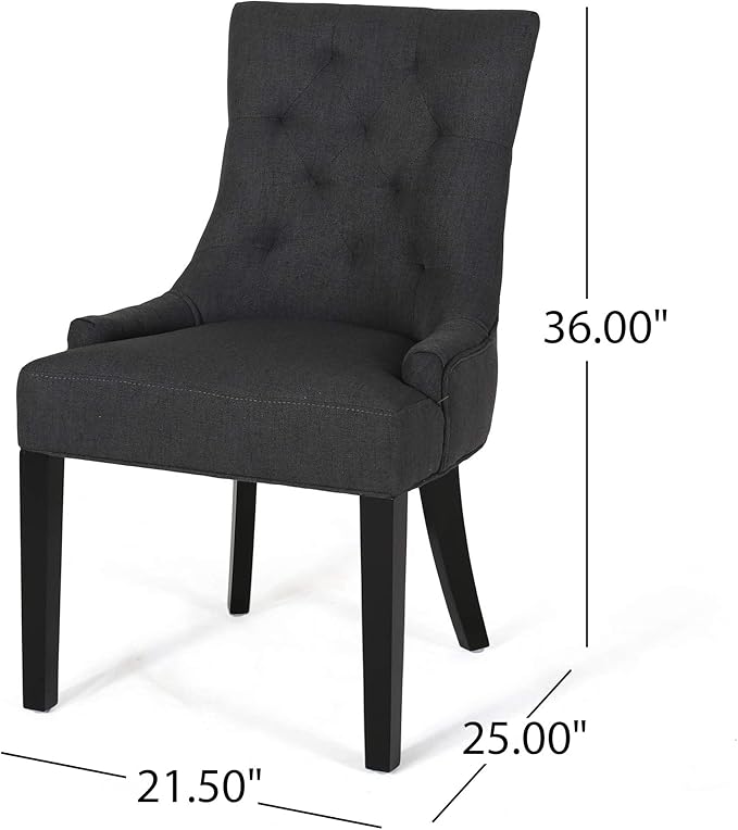 Christopher Knight Home Harriet Contemporary Tufted Fabric Dining Chairs (Set of 4), Dark Gray, Espresso